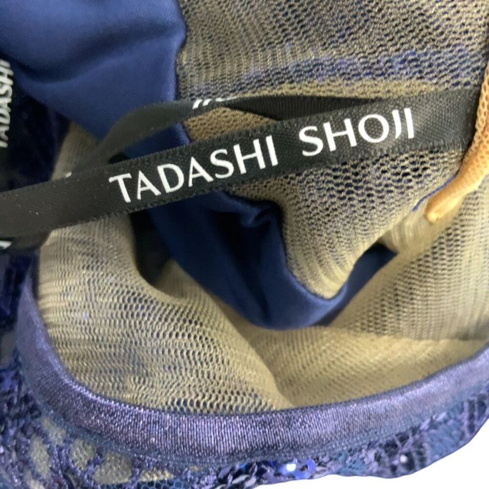 Tadashi Shoji Sequined Diamond-crepe Gown Blue S - Picture 3 of 3